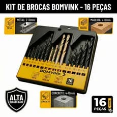 Jogo de Brocas de Rosca 16 Peças - Versátil e Durável para Madeira, Ferro e Concreto