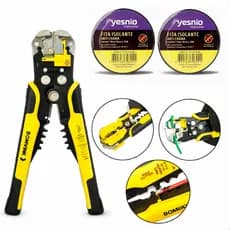 Alicate De Fio Decapador Crimpador Descascador + 2 Fita Isolante Anti Chama Preta 19mm X 10m YESNIO