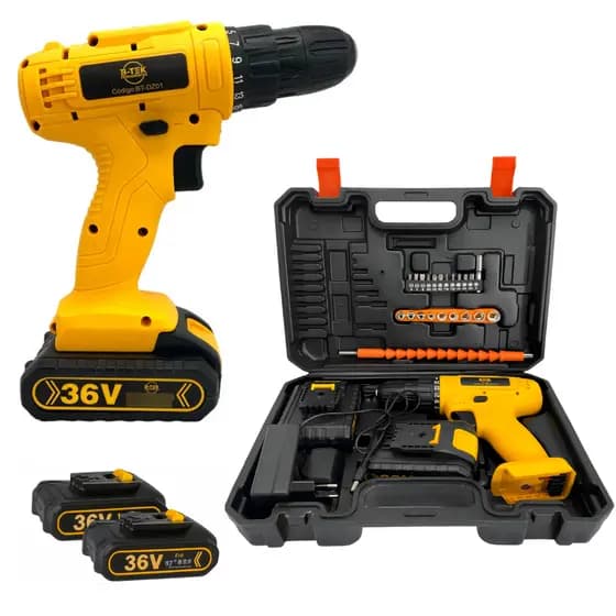 Parafusadeira Furadeira Sem Fio 2 Baterias 36v 340w 1750 Rpm