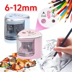 Apontador Elétrico Bateria para lápis Automático 6-12mm  Com 2 Furos (6-8Mm / 9-12mm) para estudantes artistas em casa