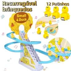 Brinquedos de presente Pista de Pato Escorregador Divertida Com 12 Filhotes Luzes e Sons,  Alimentado por bateria recarr