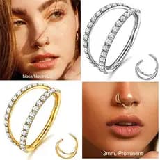 Argola Articulada Dupla para Concha - Titânio com Revestimento PVD e Zircônias