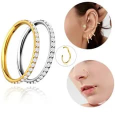 Piercing Argola Clik Titânio PVD Zircônia Cravejada Septril , Rook Conch , Nariz Cultura do Marina Premium