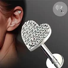 Brinco Coração em Aço Inoxidável - Usar como Piercing de Nariz ou Lábio - Acessório Versátil