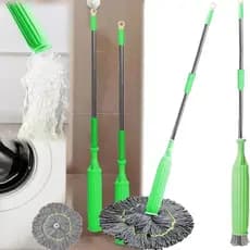 haosin 2 Em 1 Esfregão Giratório Automático Verde Do Desidratação Para Limpeza De Microfibra Premium