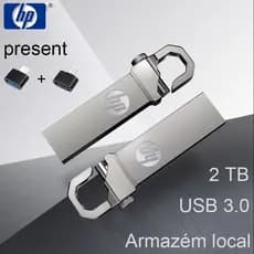 HP Pen Drive 2TB Metal USB 3.0 À Prova D'água De Alta Velocidade U Disk Flash OTG Fornece Um Adaptador Gratuito