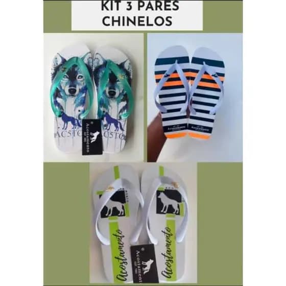 Kit 3 Pares Chinelos Masculino Confortavel Adulto