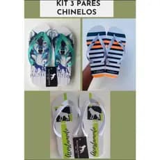 Kit 3 Pares Chinelos Masculino Confortavel Adulto