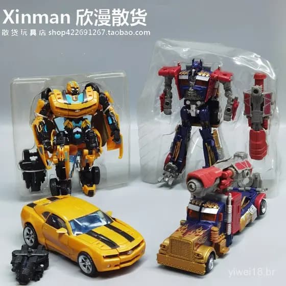 Brinquedo Robô Carro Modelo de Exibição de Transformers Articulados Bumblebee Optimus Prime em Lote Genuíno