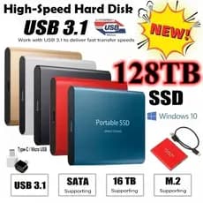 Unidade De Estado Sólido Portátil De Alta Velocidade , 2TB , 4TB , 8TB , 16TB , 64TB , 128TB , SSD , Discos Rígidos Móve