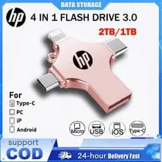 2 Tb 4 Em 1 HP Flashdisk Otg USB 3.0 Memory Stick Rápido Plug and Play Tipe-C iP Micro E Ios/Android/Tablet PC /