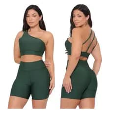 Conjunto de academia feminino 2 peças Chorts Academia e Cropped