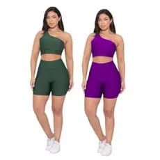 Kit 2 Peças Top Feminino e Short Academia Fitness