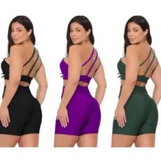 COMBO 2 CONJUNTOS Short Academia e Top Feminino Kit Fitness