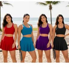 Kit 2 peças Short Saia e Top Nadador Firme