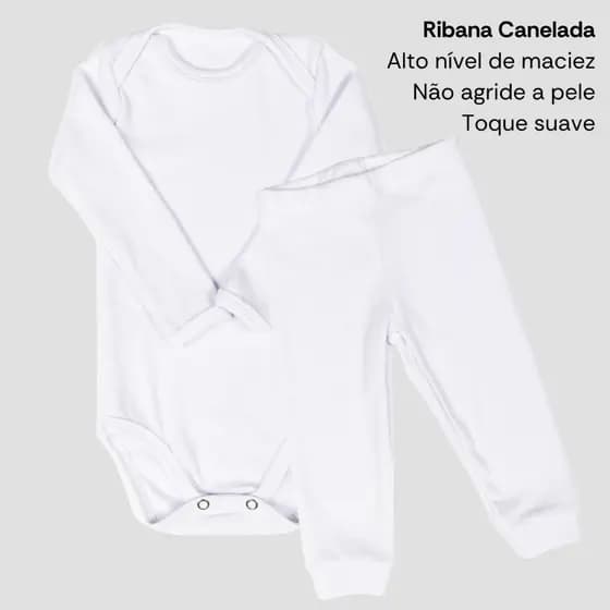 Conjunto Bebê body manga longa e calça canelada menina e menino 03c2