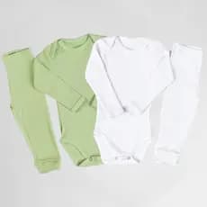 Kit Conjunto Bebê body manga longa + calça pagão canelado 100% algodão antialérgico 24002-K2-C7