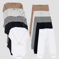 Kit Conjunto Bebê 10 peças Canelado Body Manga Longa e Calça Pagão Super Macio 03K5C2