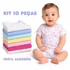 Kit 10 Peças Bebê Verão Canelado Premium 100% Algodão  manga curta 01k5c3