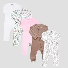 Kit 5 macacão inverno bebê 100% algodão suedine antialérgico 07k5