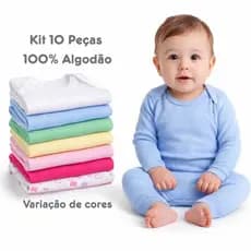 Kit conjuntos para Bebê Menina e Menino Body e Calça Canelada 10 peças 100% Algodão 02sk5