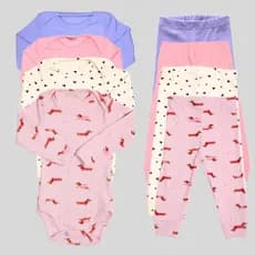 Kit 8 Peças Bebê RN ao GG Body Manga Longa e Calça Pagão Canelado Comfort 03k4