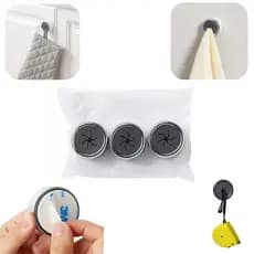 Kit 3 Ganchos Adesivo Redondo Prendedor de Toalha Pano Utensílios Cozinha e Banheiro