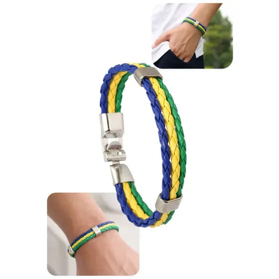 Pulseira Patriota Brasil Eleições 2026 | Acessório Bolsonaro | Cores Azul, Verde Amarelo