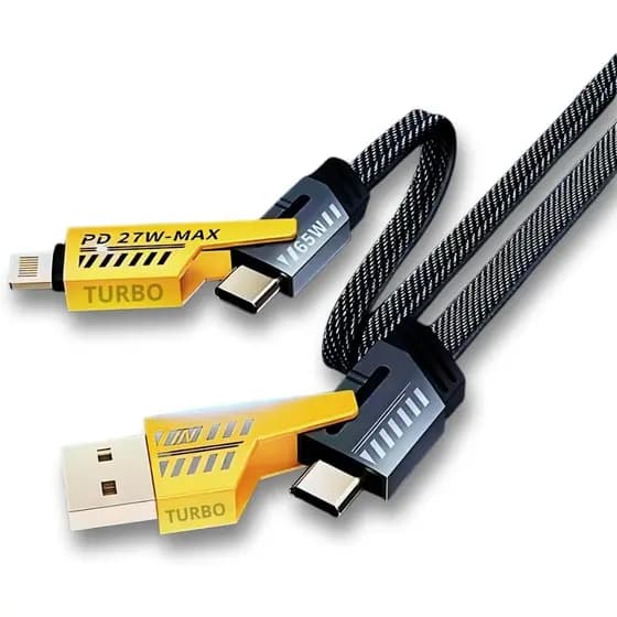 Cabo 4 em 1 Inova Turbo 65W Nylon Rápido iPhone Android