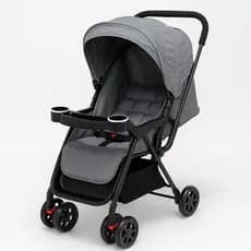 Carrinho Bebê Passeio Azul ou Preto Reclinável Conforto Compacto Dobrável Acolchoado Suporta 20kg