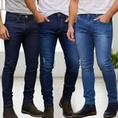 Calça Jeans Masculina Kit Com 3 Slim Fit Premium Lycra sem a preta