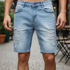 Bermuda Jeans Masculina Slim Fit Premium Lycra