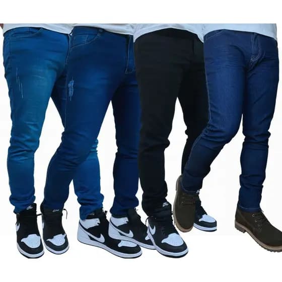 Calça Jeans Masculina Kit Com 4 Slim Fit Premium Lycra full