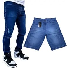 Kit Com 1 Calça Jeans Masculina e 1 Bermuda Jeans Masculina Denim Trabalho e Passeio