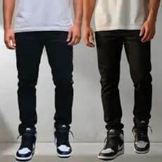 Calça Jeans Masculina PRETA Kit Com 2 Slim Fit Premium Lycra