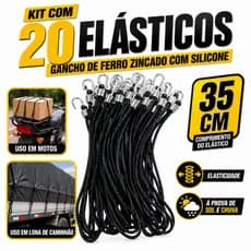 20 Extensor Elástico Fixa Lona Caminhão Camping Piscina Gancho 35 Cm