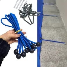 10 Kit Elástico Extensor Cobertura Lona Piscina 25cm (Pino, Bucha, Bolinha)