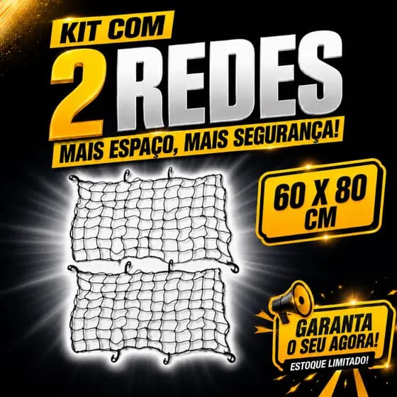2 Redes Aranha Elástica 60 X 80 - Bagageiro Porta Mala Transporte Mercadoria