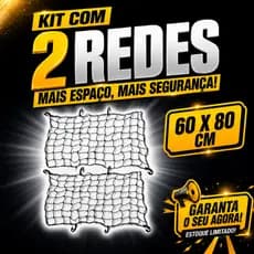 2 Redes Aranha Elástica 60 X 80 - Bagageiro Porta Mala Transporte Mercadoria