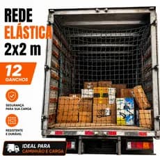 Rede Elástica 200x200 cm Separação Carga Baú Caçamba Caminhonete Pick up C/12 Ganchos