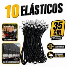 10 Extensor Elástico Fixa Lona Caminhão Camping Gancho 35 Cm