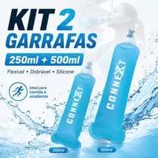 Kit 2 Garrafas De água Corrida Flexível /Dobravel Silicone Para Academia Soft Bag 250ml E 500ml