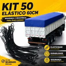 50 Elástico Corda 60 CM Lona Caminhão Caçambão SEM GANCHO