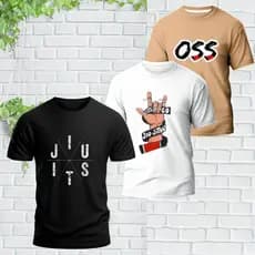 Kit 3 Camisas Masculina Jiu Jitsu OSS Para Treino Academia - Camiseta 100% Algodão Malha Premium