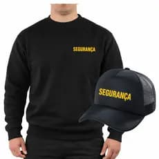 KIT Moletom Gola Careca + Boné Uniforme Segurança Masculino E Feminino.