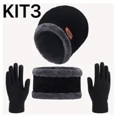 Touca de Frio Forrada + Gola Forrada + Luva normal - Masculina e Feminina Kit Inverno