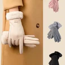 1 Par de Luvas Quentes de Proteção contra o Frio para Mulheres  Luvas Casuais de Toque de Tela, Adequadas para Ciclismo
