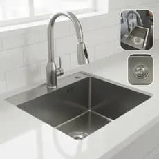 KIT CUBA COZINHA PREMIUM 3MM DE AÇO INOX 50X40CM COM TORNEIRA MONOCOMANDO MISTURADOR E VALVULA VBR