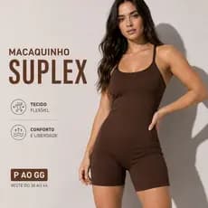 Macaquinho Feminino Suplex Curto Academia Fitness Poliéster Elastano P ao GG
