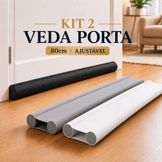 Kit 2 Veda Porta Proteção Protetor de Porta Rolinho Impermeável Duplo 80cm Comprimento